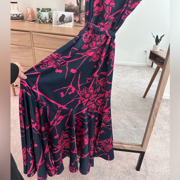 Gorgeous wrap bodice spaghetti strap Maxi Dress Navy Pink size Small - Picture 5 of 7